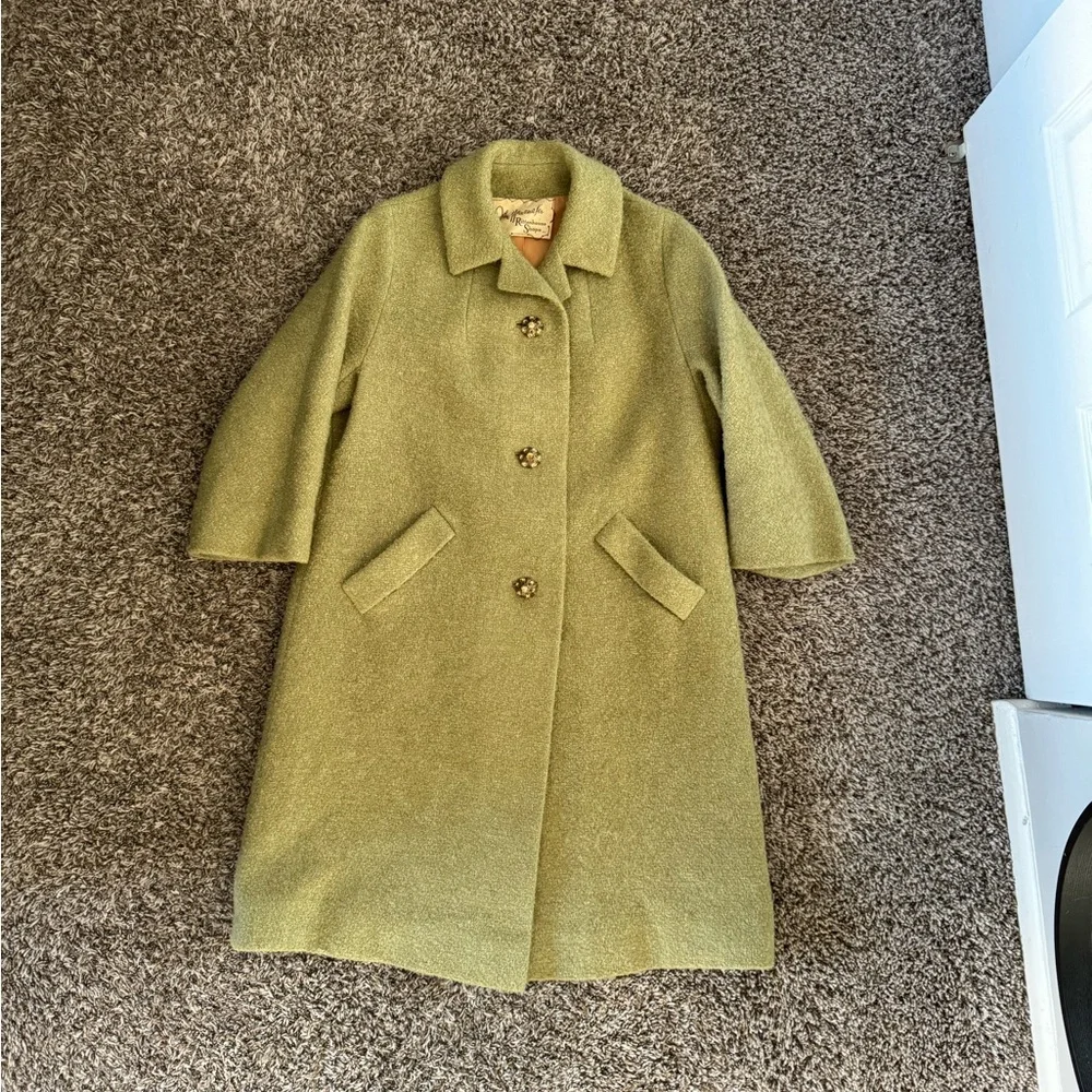 Vintage Sage Green Wool Coat - Picture 2 of 8